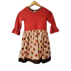 Chris n Missy Thanksgiving Turkey Print Dress Girls Size 10